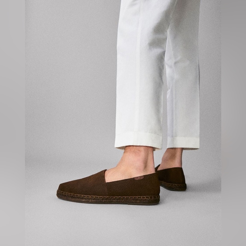 Massimo Dutti Men’s Suede Slip On Espadrille Loafers /Flats Shoes Size EU 40